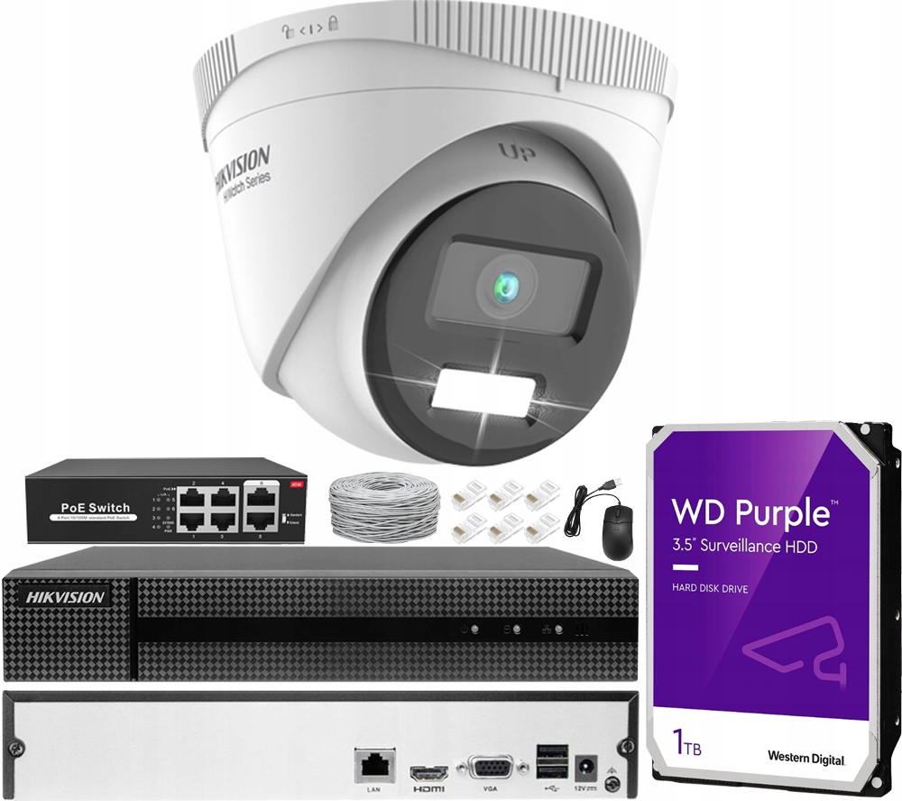 Zestaw do monitoringu Hikvision CCTV-KIT- ColorVu-T249-4MPX-KP-8CH