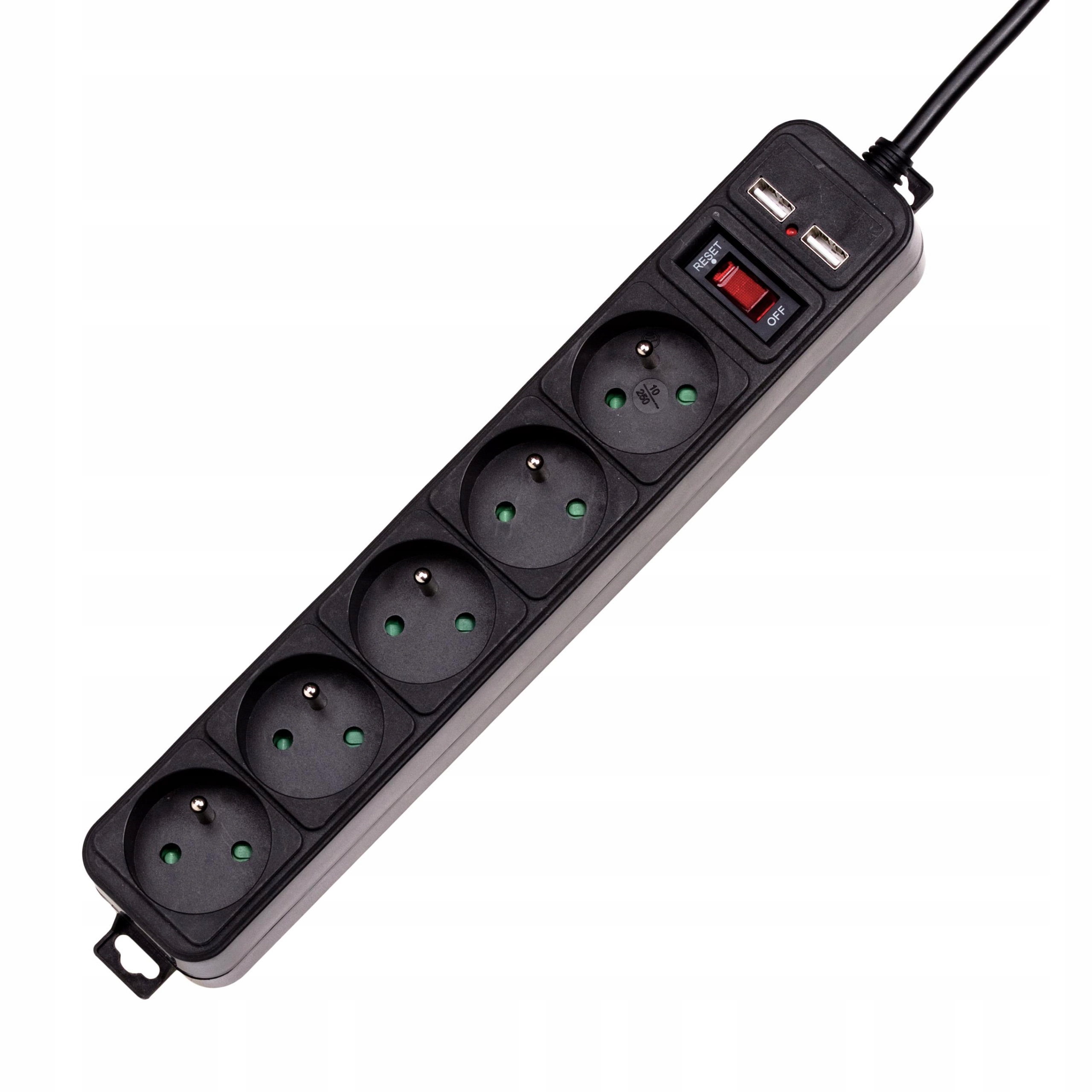 LISTWA ZASILAJĄCA AK-SP-05U (5 GNIAZD + 2 USB) AKY - obrazek 4