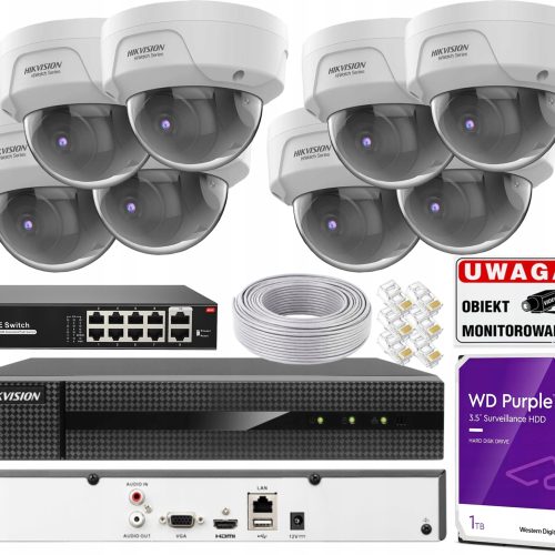 Zestaw do monitoringu Hikvision 8x HWI-D180H + NVR...