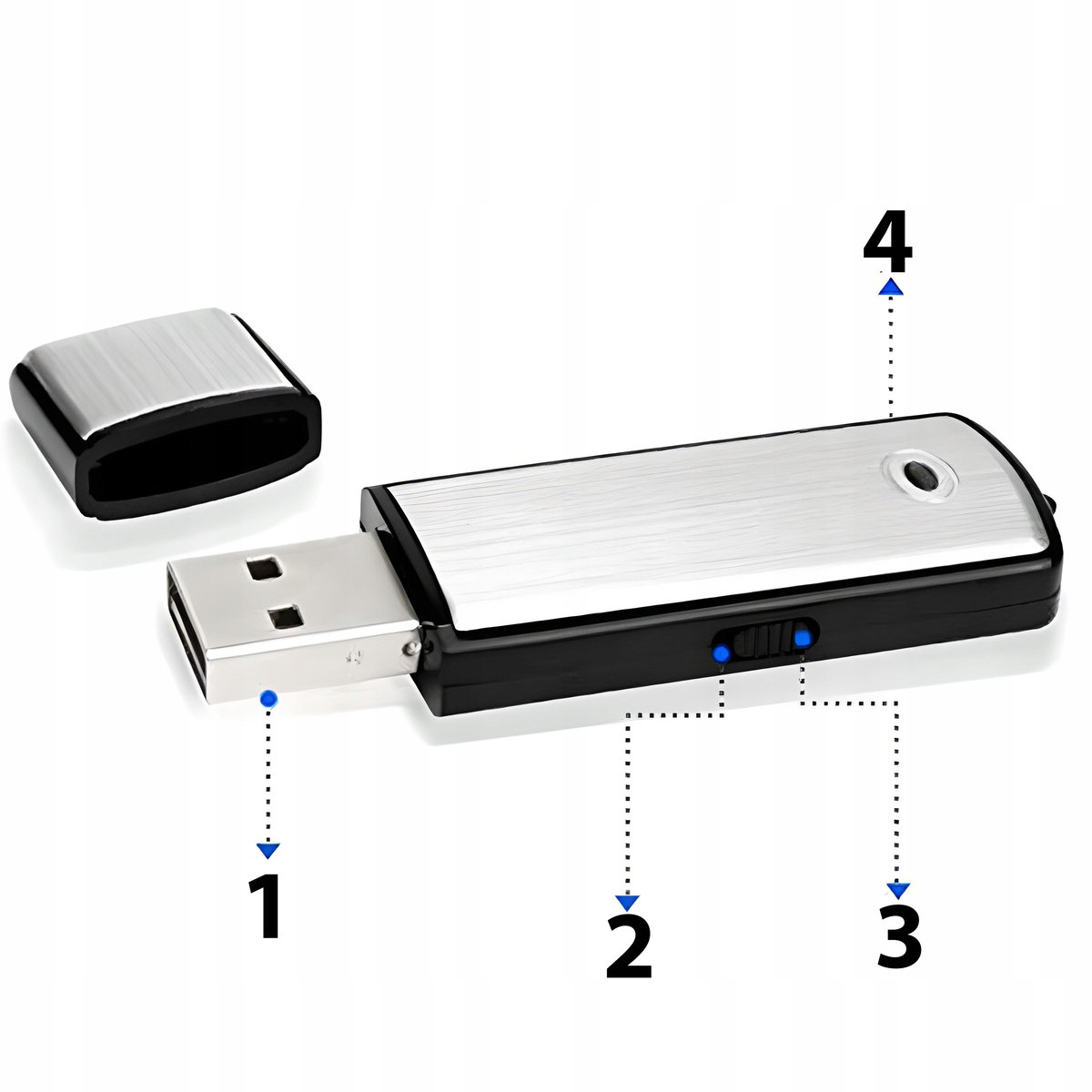 Dyktafon szpiegowski pendrive z detekcją dźwięku VOS Black-200 - obrazek 13