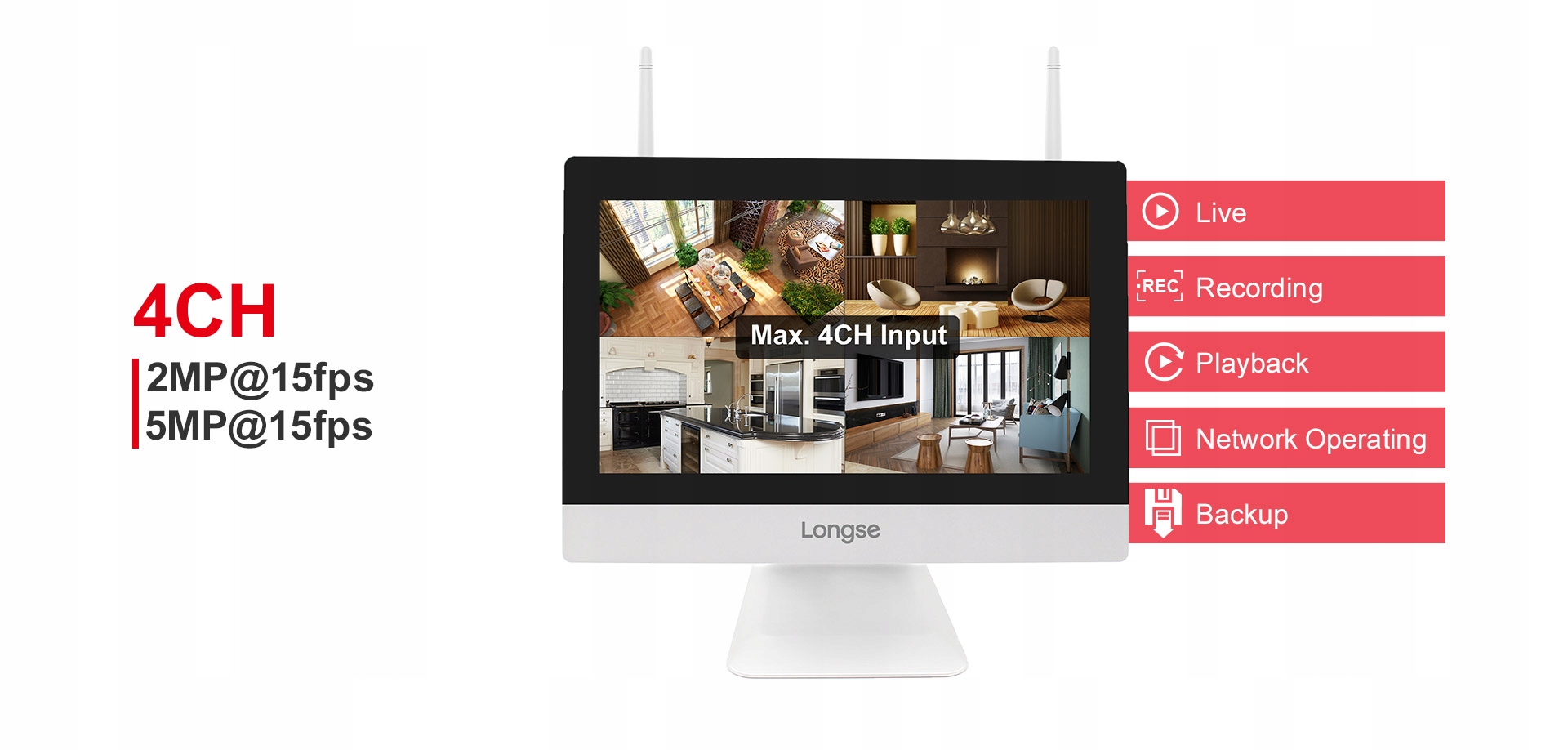 MONITORING IP WIFI 4 KAMERY 5MPx LCD + NVR 2w1 - obrazek 7