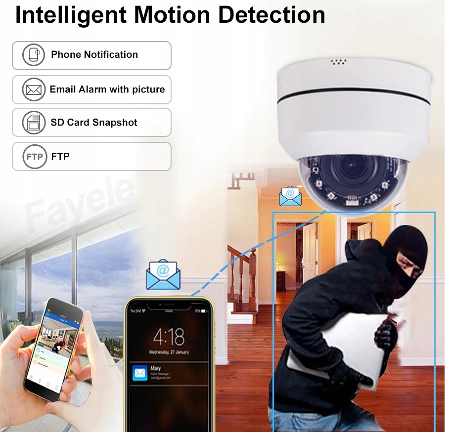 Mini Kamera IP WIFI Obrotowa Bezprzewodowa Zoomx4 - obrazek 4