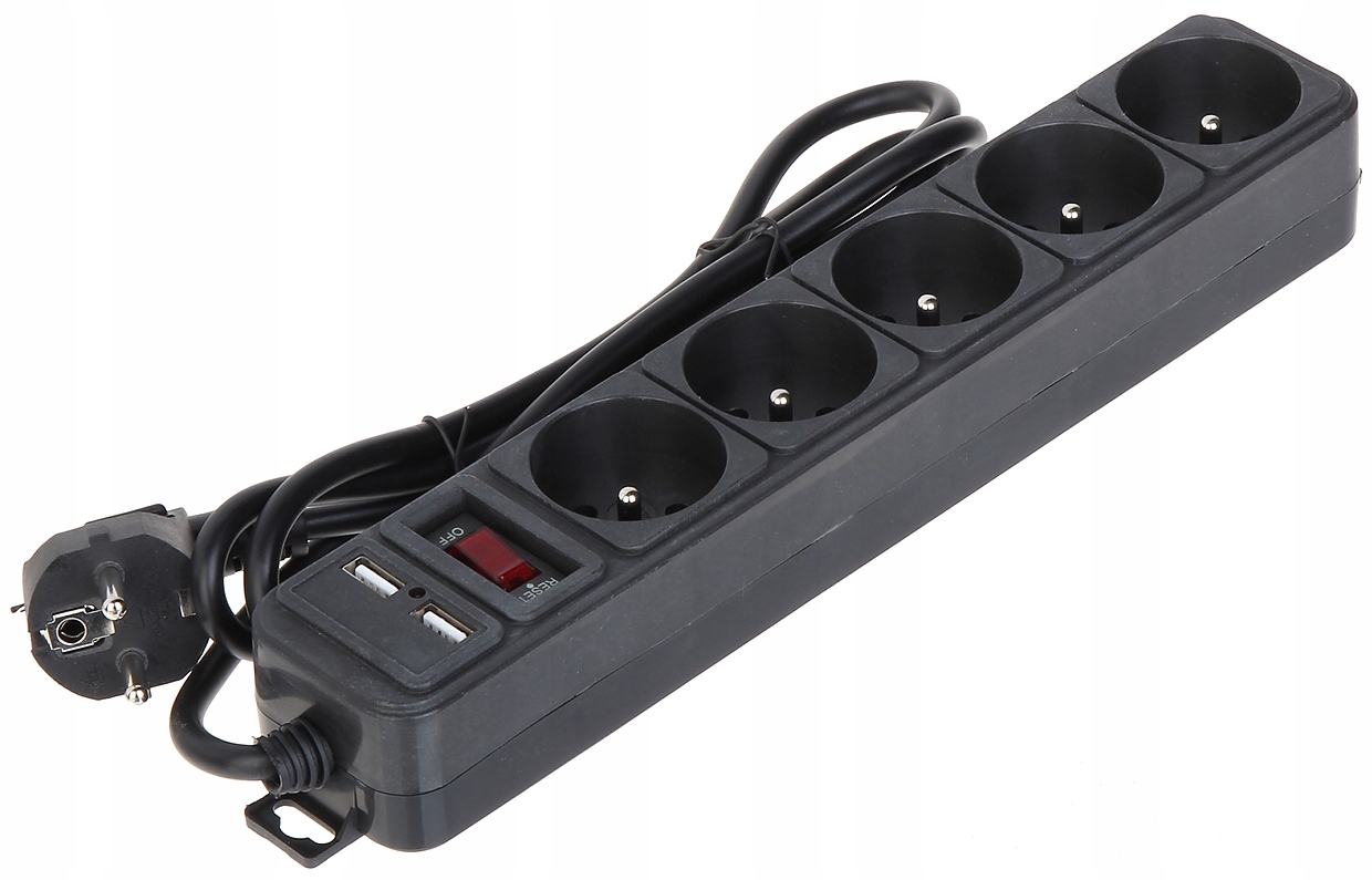 LISTWA ZASILAJĄCA AK-SP-05U (5 GNIAZD + 2 USB) AKY - obrazek 8