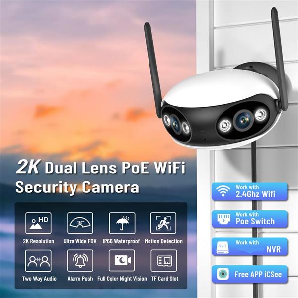 Kamera WIFI 4K 8MP panoramiczny kąt widzenia 180°_` - obrazek 2