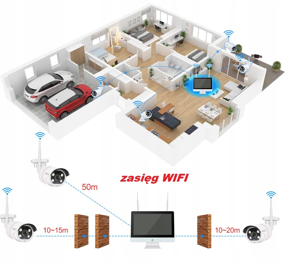 MONITORING BEZPRZEWODOWY WIFI 2MPX LCD i NVR 2w1 - obrazek 12