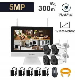 Zestaw do monitoringu wifi 4 kamery zewnętrzne