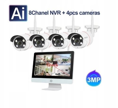 ZESTAW MONITORINGU WIFI 3MPX NAGRYWARKĄ W LCD
