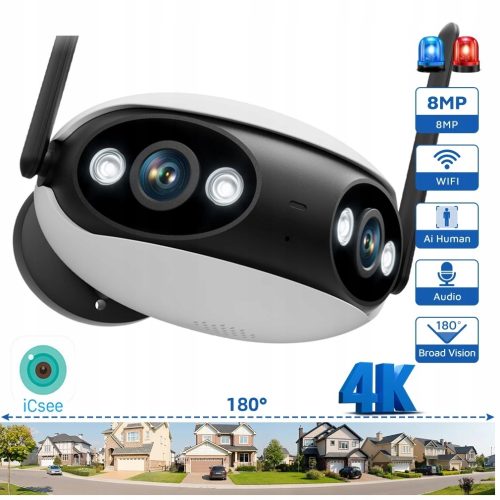 Kamera WIFI 4K 8MP panoramiczny kąt widzenia 180°_`