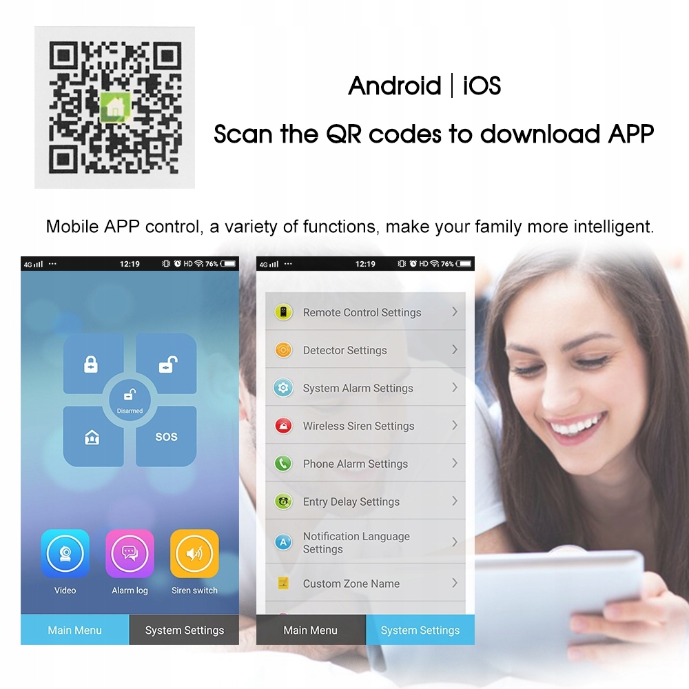 Bezprzewodowy alarm gsm + WiFi PG107 +Syrena 120dB - obrazek 4