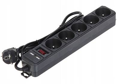 LISTWA ZASILAJĄCA AK-SP-05U (5 GNIAZD + 2 USB) AK...