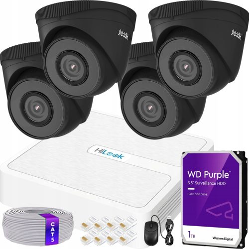 Zestaw do monitoringu HiLook KIT-HIK-IPCAM-T5 Blac...