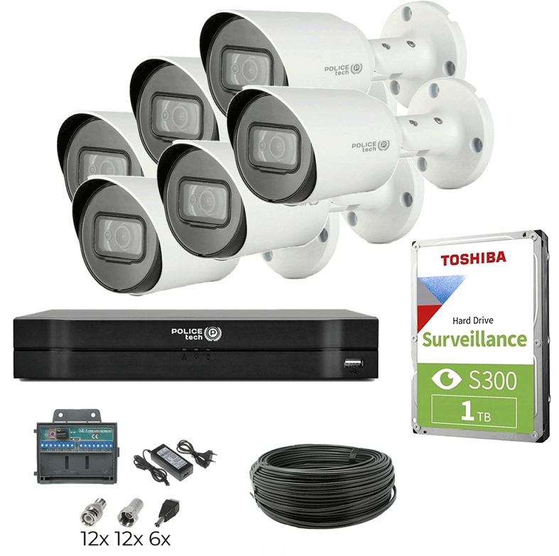Monitoring 6 kamer zewnętrznych 5Mpx ONLINE ALARM