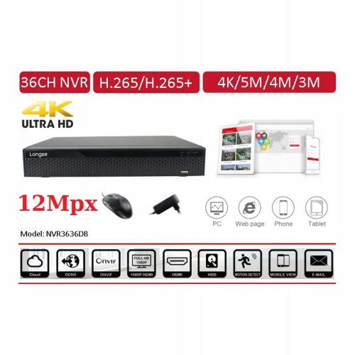 ZESTAW KAMER IP SIECIOWYCH 12MPX + NVR 36CH H265+