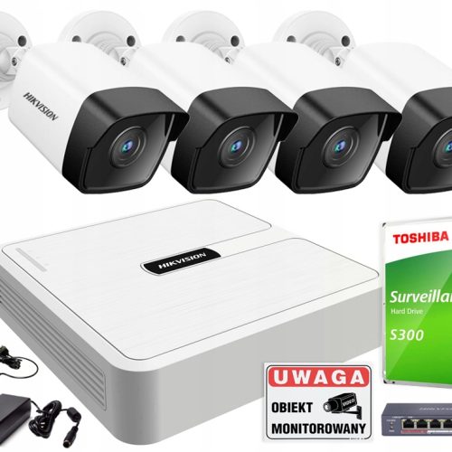 Zestaw do monitoringu Hikvision IPCAM-B4-NVR-4CH-P...