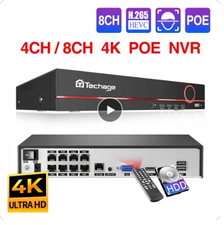 Rejestrator IP 8 Kamerowy 8 x POE 4K 8MPX PILOT + ...