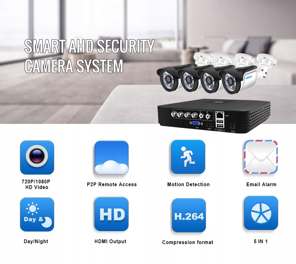 ZESTAW 4 KAMER DO MONITORINGU SUPER HD 5MPX - obrazek 4