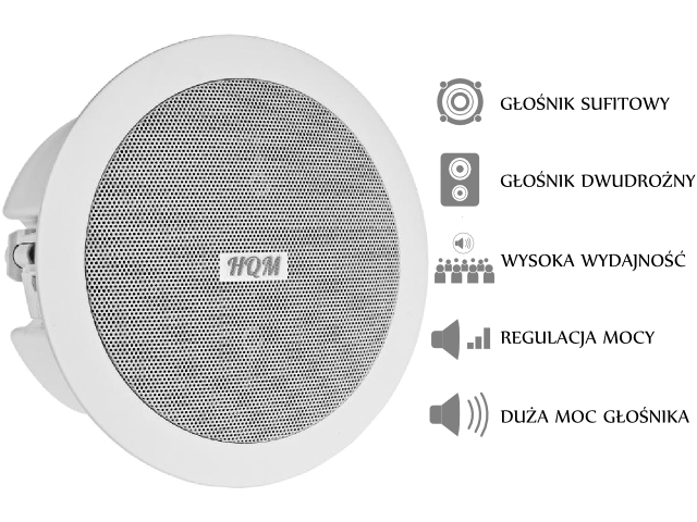 GŁOŚNIK SUFITOWY PA HQM-SOZ1625 16W 100V BIAŁY - obrazek 3