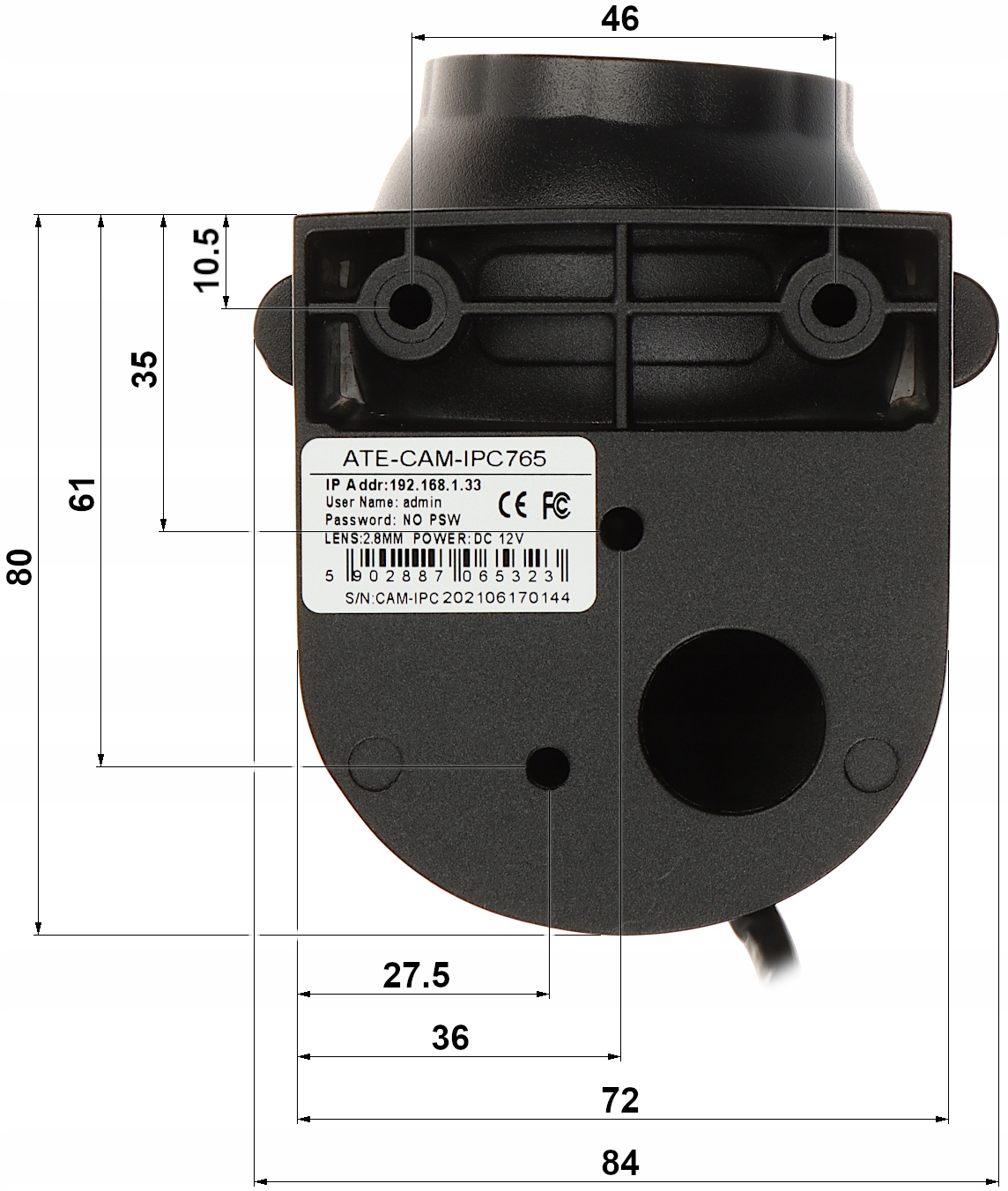 MOBILNA KAMERA IP ATE-CAM-IPC765l 1080p 2.8 mm AU - obrazek 5