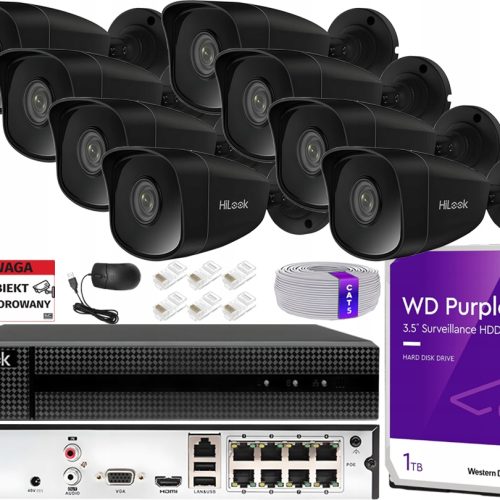 Zestaw do monitoringu HiLook IPCAM-B5 BLACK KIT 8x...