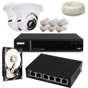 Zestaw monitoringu IP 2 kamery 1080P