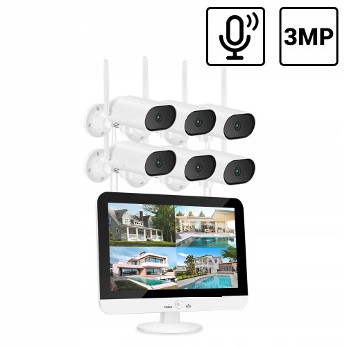 ZESTAW KAMER WIFI Z EKRANEM LCD CAM SET 3MPX AUDIO