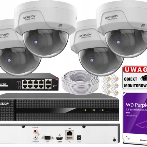 Zestaw do monitoringu Hikvision 4x HWI-D180H PoE K...