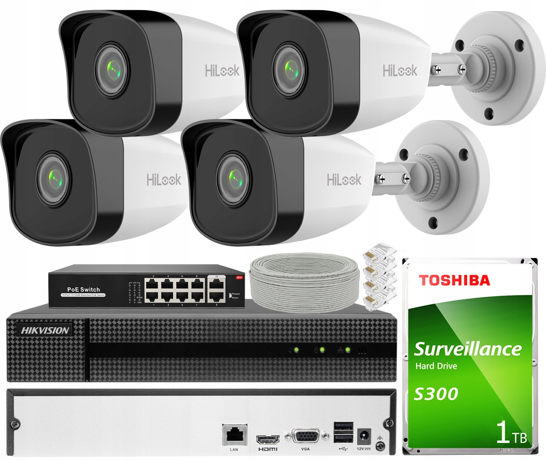 Zestaw do monitoringu Hikvision HWN-2108MH+IPCAM-B2 KIT 8CH POE