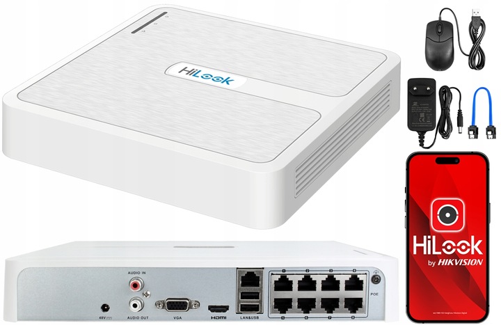 Zestaw do monitoringu Hilook by Hikvision IPCAM-T2 + NVR-8CH-H/8P - obrazek 3