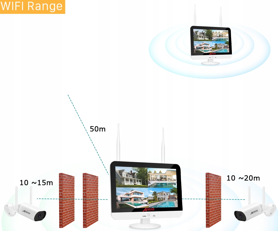 ZESTAW 4 KAMER WIFI Z MONITOREM LCD NVR 2W1 - obrazek 4