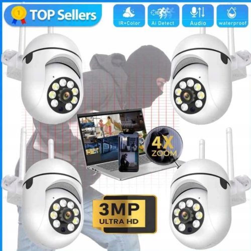 Zestaw 4 kamer wifi obrotowych FULL HD 3 Mpx