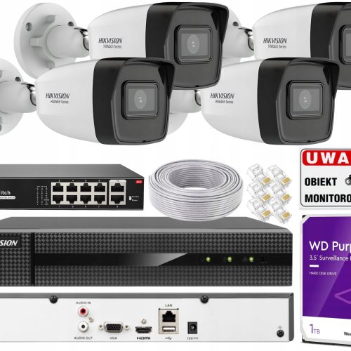 Zestaw do monitoringu Hikvision 4x HWI-B180H 8Mpx ...