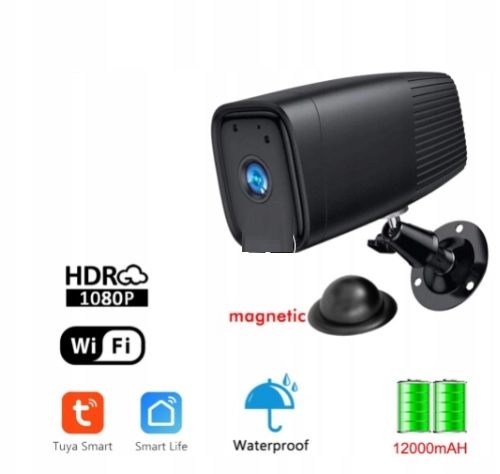 Czarna Kamera bezprzewodowa WIFI na baterie Tuya_!!_`