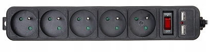 LISTWA ZASILAJĄCA AK-SP-05U (5 GNIAZD + 2 USB) AK...