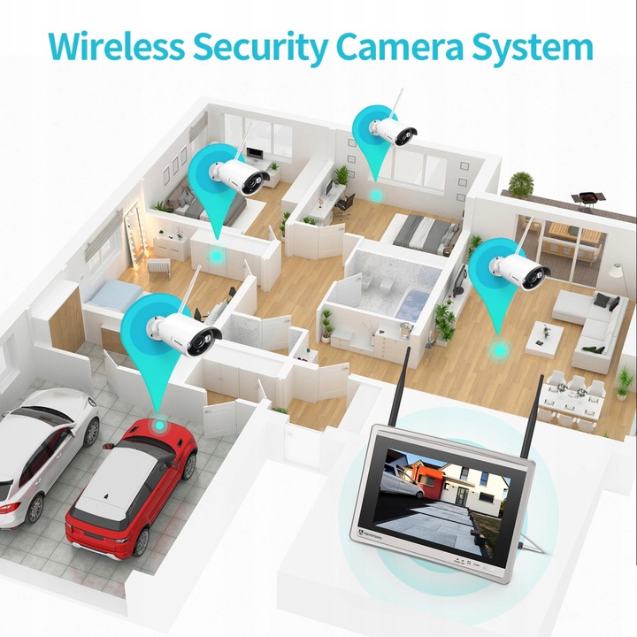 MONITORING WIFI 4 KAMERY 2w1 MONITOR + NAGRYWARKA - obrazek 4