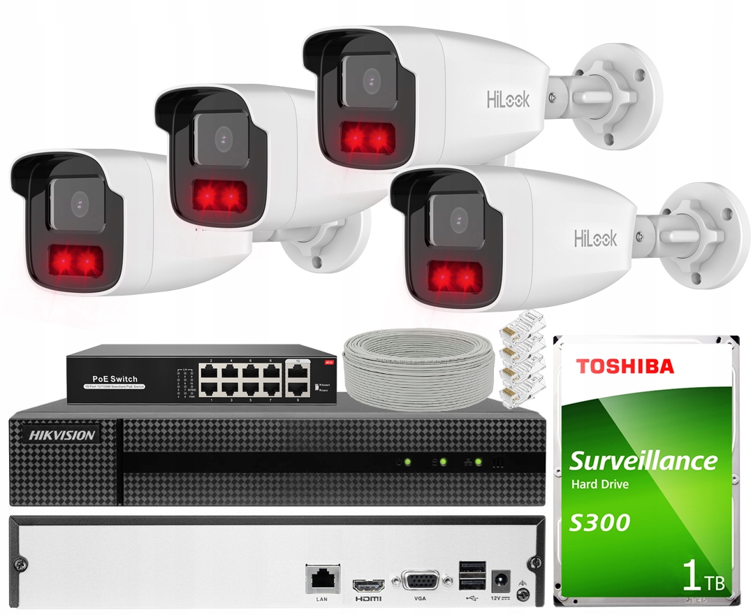 Zestaw do monitoringu Hikvision HWN-2108MH+IPCAM-B2-50IR KIT 8CH POE