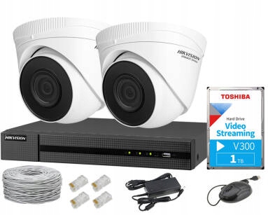 Zestaw do monitoringu IP 2 kamery 2Mpx, NVR 4x PoE