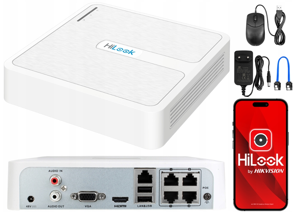 Zestaw do monitoringu Hilook by Hikvision IPCAM-B2-30DL + NVR-4CH-H/4P - obrazek 3
