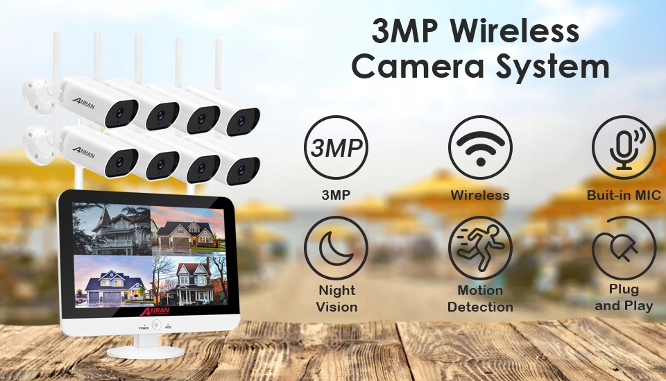 ZESTAW 4 KAMER WIFI Z MONITOREM LCD NVR 2W1