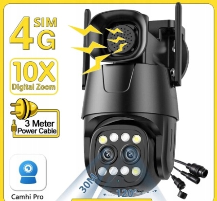 OBROTOWA KAMERA 4G LTE Z SYRENĄ 4K 8mpX - obrazek 4