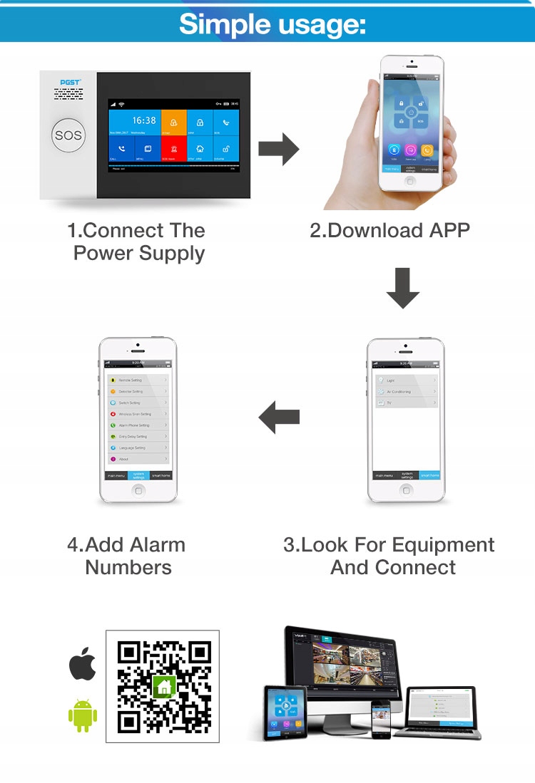 Bezprzewodowy alarm gsm + WiFi PG107 +Syrena 120dB - obrazek 7