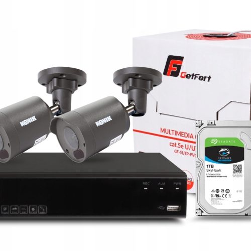 ZESTAW MONITORINGU KENIK XVR 1TB 2 KAMERY 2MPX