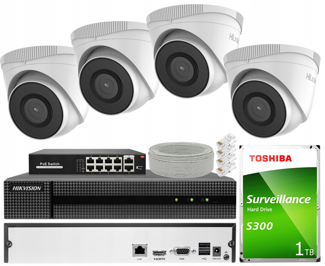 Zestaw do monitoringu Hikvision HWN-2108MH+IPCAM-T2 KIT 8cH