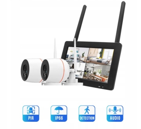 ZESTAW KAMER WIFI Z EKRANEM DOTYKOWYM LCD NVR 2w1