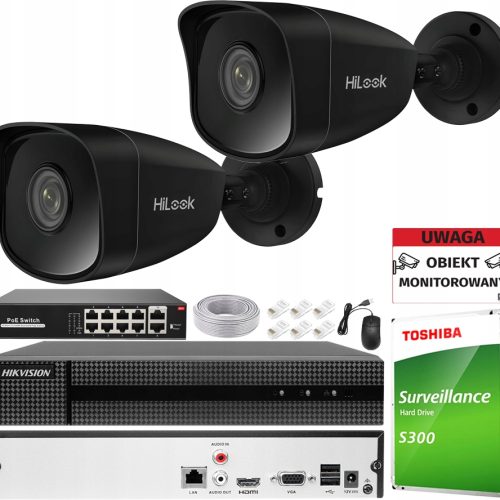 Zestaw do monitoringu Hikvision KIT IPCAM-B5 BLACK...