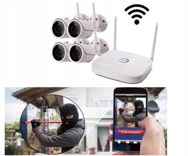 Zestaw 4 kamer do monitoringu bezprzewodowego WIFI