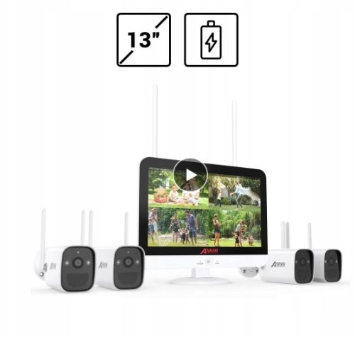 zestaw kamer wifi na baterie + nagrywarka w LCD_`_...