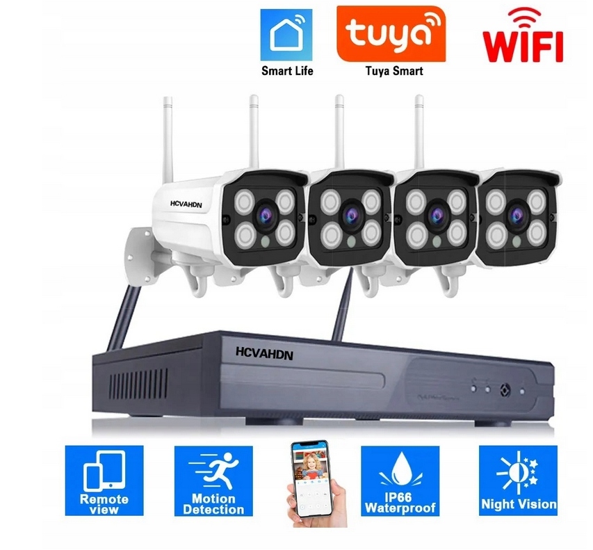 ZESTAW 4 KAMER WIFI NAGRYWARKA APLIKACJA TUYA SMAR - obrazek 9