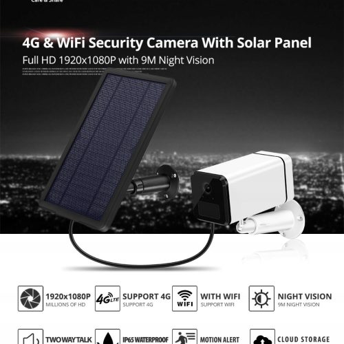 Kamera Solarna Zewnętrzna GSM 4G LTE na kartę SI...