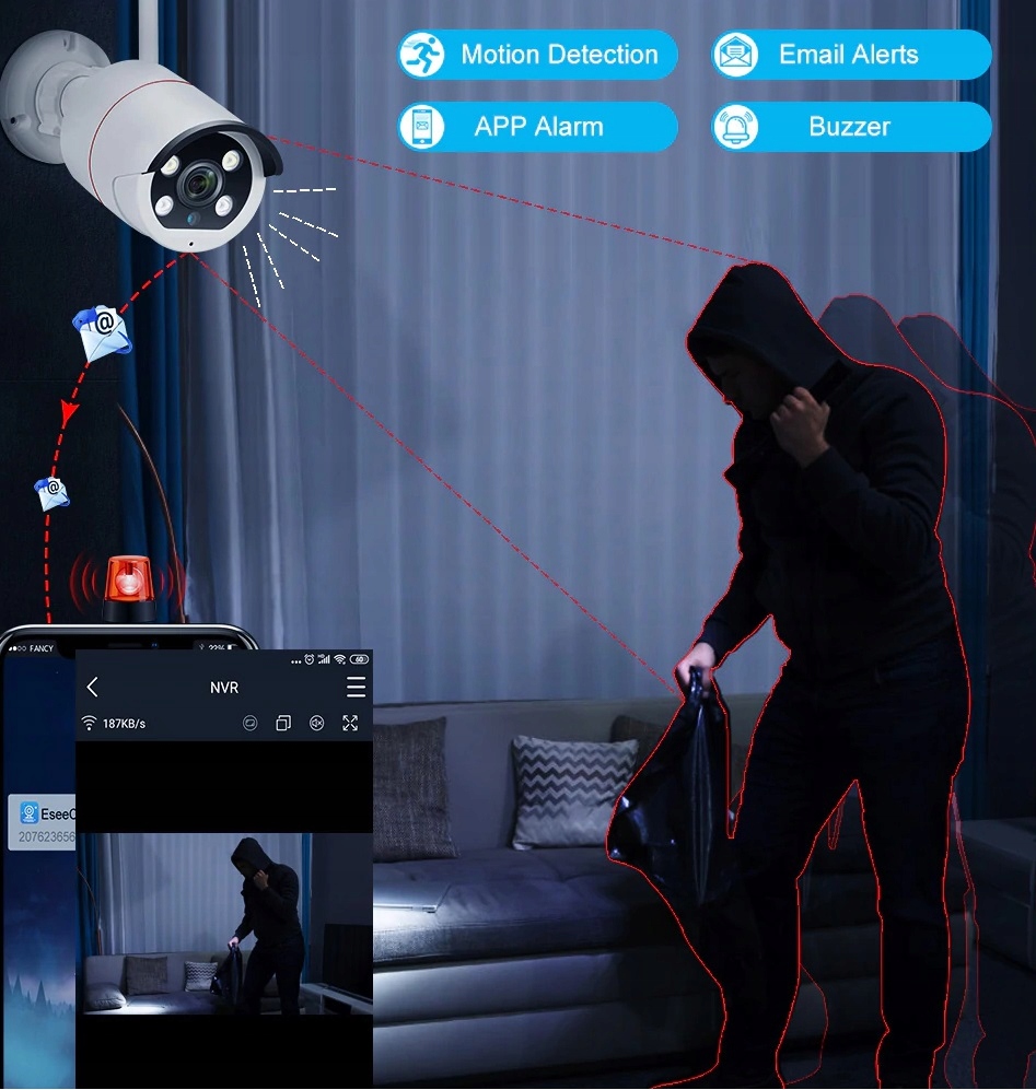 ZESTAW KAMER WIFI Z MONITOREM NAGRYWAJĄCYM 3MP+1TB - obrazek 10