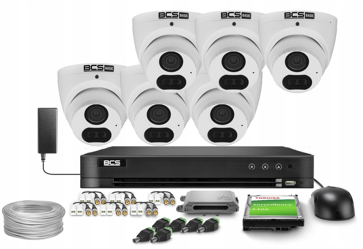 Zestaw do monitoringu kamery dom firma 4W1 AHD 6x BCS-B-EA15FSR4 5Mpx 2.8mm